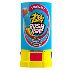 Karamelė BAZOOKA TRIPLE POWER PUSH POP, 34 g