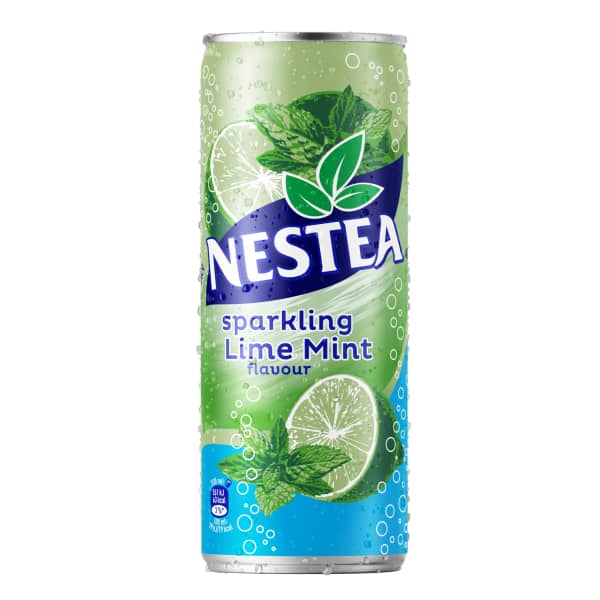 Gāzēts melnās tējas dzēriens Nestea ar laima un piparmētru garšu ar saldinātājiem 330ml