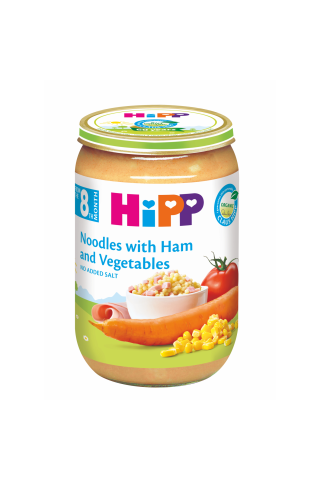Nūdeles Hipp bio ar šķiņķi, dārzeņiem, no 8mēn., 220 g