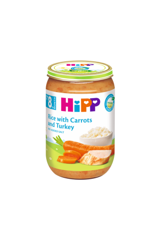 Biezenis Hipp bio ar tītara gaļu, rīsiem, burkāniem, no 8mēn., 220g