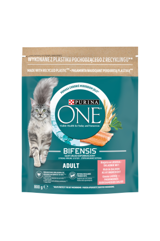 Kaķu barība Purina One laša un rīsu 800g