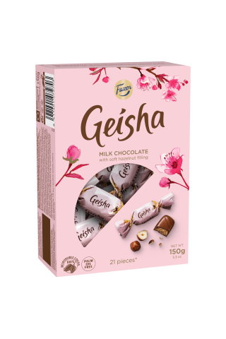 Pieniški šokoladiniai saldainiai su lazdyno riešutų kremu GEISHA, 150 g