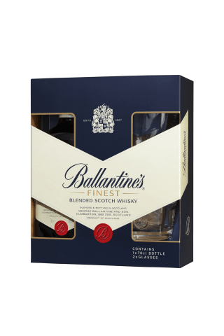 Viskijs BALLANTINES 40% 0,7L +2 glāzes