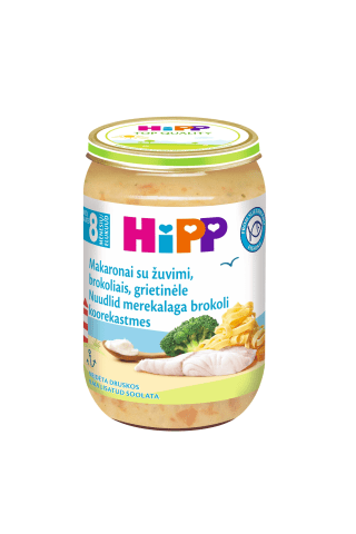 Nūdeles Hipp bio ar zivi, brokoļiem, no 8mēn., 220g