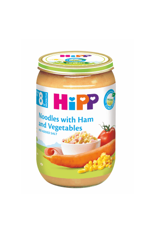 Nūdeles Hipp bio ar šķiņķi, dārzeņiem, no 8mēn., 220 g