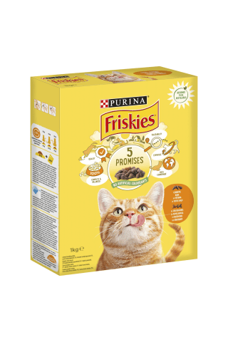 Pilnvērtīga barība mājas (istabas) pieaugušiem kaķiem Friskies gaļas aknu 1kg