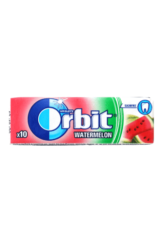 Becukrė arbūzų skonio kramtomoji guma su saldikliais ORBIT, 10 vnt, 14 g