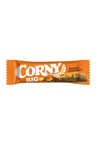 Javainių batonėlis su žemės riešutais ir pieninio šokolado glaistu CORNY BIG, 50 g