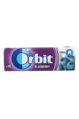 Becukrė mėlynių skonio kramtomoji guma su saldikliais ORBIT, 10 vnt, 14 g
