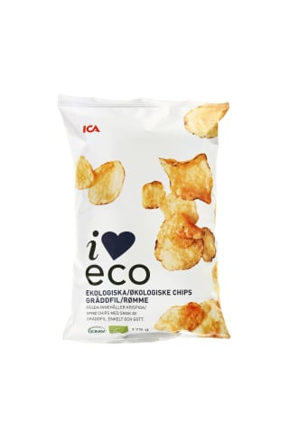 Ekologiški grietinės skonio bulvių traškučiai I LOVE ECO, 175 g
