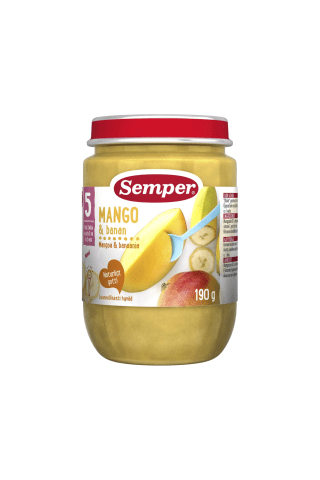 Biezenis Semper mango banānu no 5 mēnešiem 190g