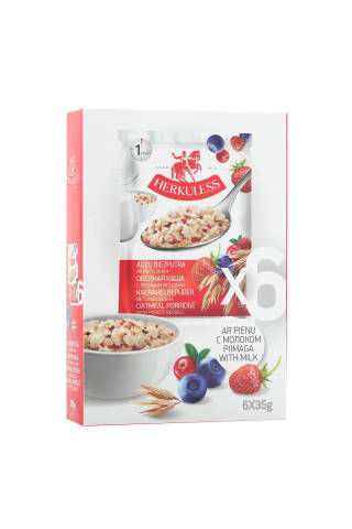 Auzu biezputra Herkuless ar meža ogām ātri pagatavojamā 6x35g