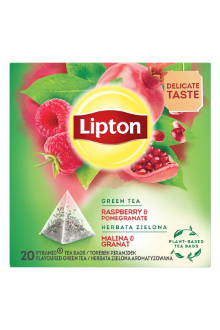 Zaļā tēja Lipton aveņu granātābolu 20x1,4g