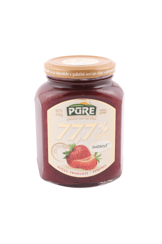 Augļu produkts Pūre Smēriņš zemeņu 77,7% ogu 410g