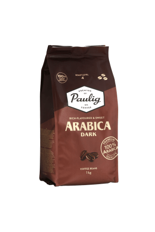 Paulig arabica dark 1kg kavos pupeles