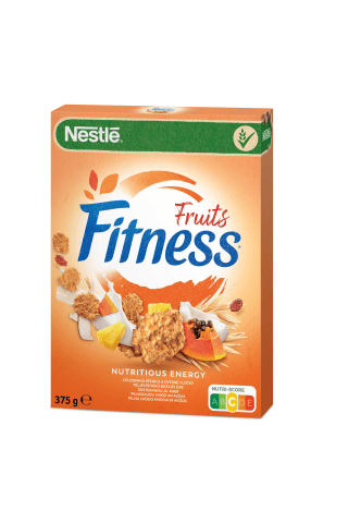 Nesmulkintų kviečių ir avižų dribsniai su vaisiais Nestle Fitness vitaminais ir mineralinėmis medžiagomis