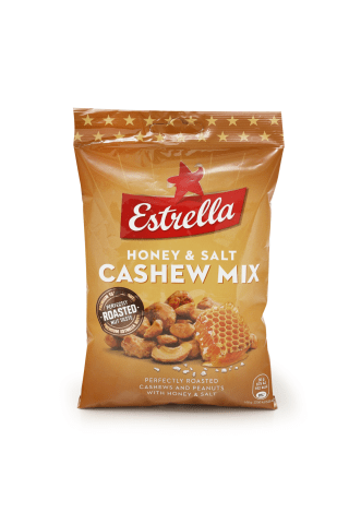 Anakardžių ir žėmės riešutų mišinys su medumi ir druska ESTRELLA, 140 g