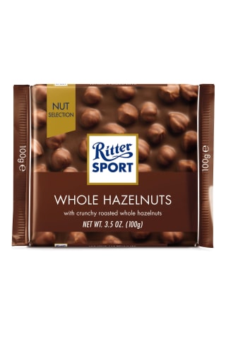 Ritter sport pieniškas šokoladas su neskaldytais riešutais, 100g
