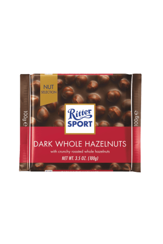 Ritter sport tamsusis šokoladas su neskaldytais riešutais,100g