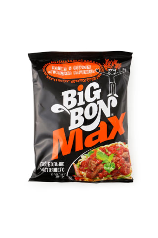 Ātri pagatavojamie makaroni big bon max ar grilētas liellopa gaļas garšas mērci iepakojumā 95g