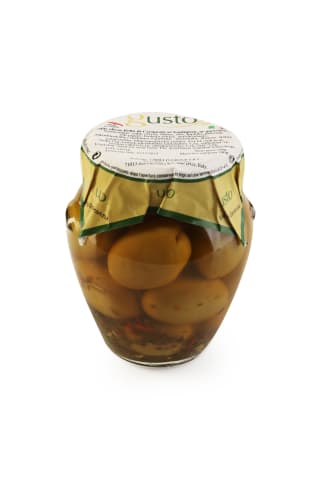Zaļās olīvas Gusto ar kauliņiem un garšvielām 314 ml