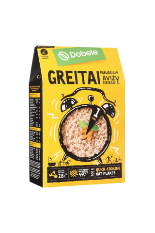 Greito paruošimo avižų dribsniai DOBELE, 500 g