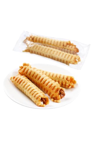 Vafliniai vamzdeliai su kondensuotu pienu ir zefyrais, 1 kg