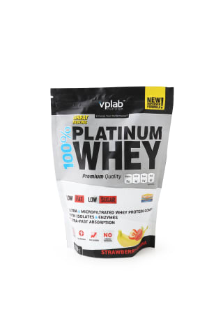 Sūkalu proteīns VPLAB Platinum Whey 100% zemeņu-banānu 750g
