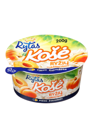 Ryžių košė su abrikosais RYTAS, 6% rieb., 200 g