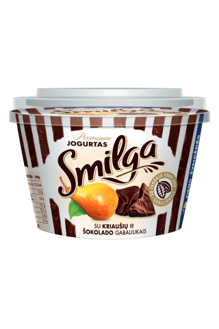 Jogurtas su kriaušių ir šokolado gabaliukais SMILGA, 4,5% riebumo, 200 g