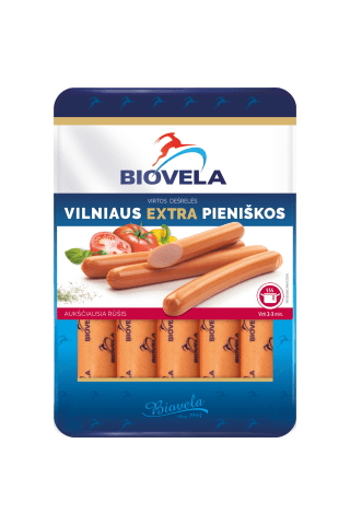 Virtos pieniškos VILNIAUS EKSTRA dešrelės BIOVELA, a.r., 260 g
