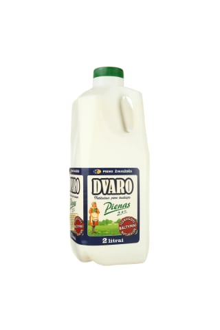 Pienas DVARO, 2,5% rieb., 2 l (plastmasinis butelis)
