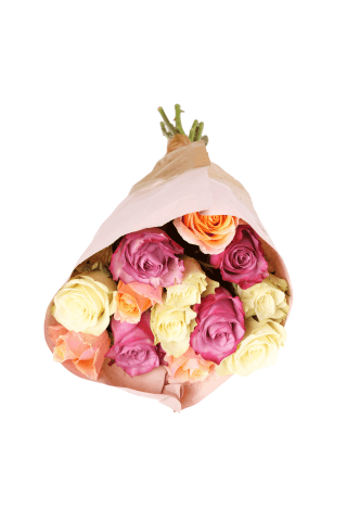 Rožu pušķis krāsains, 35cm, 30 ziedi