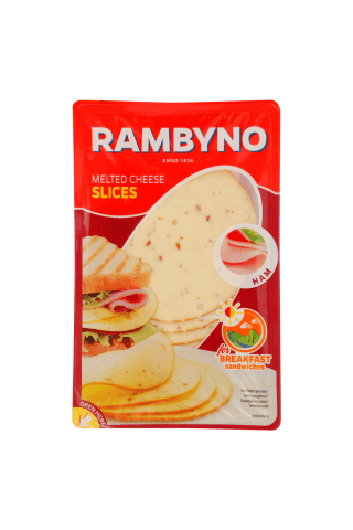 Kausētais siers "rambyno"ar šķiņķi sagriezts 45% t. s. s.