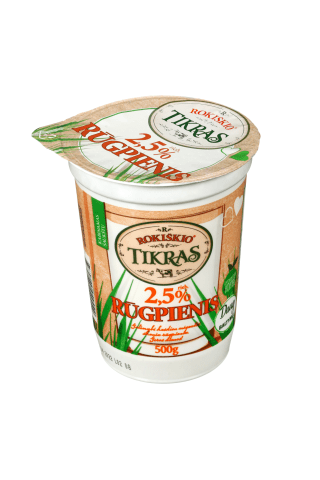 Ekologiškas rūgpienis ROKIŠKIO TIKRAS, 2,5% riebumo, 0,5 kg