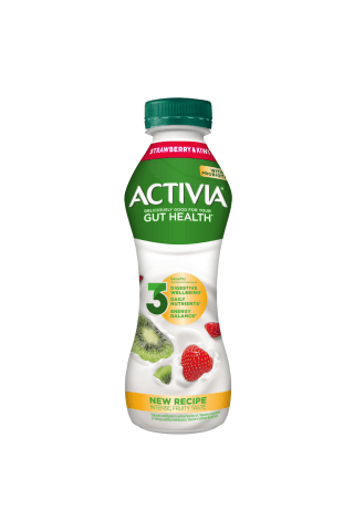 Jogurtinis gėrimas su braškėm ir kiviais ACTIVIA, 1,5% rieb., 300 g
