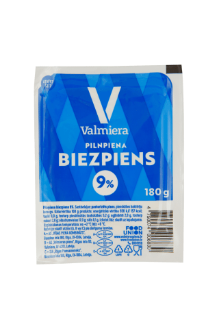 Pilnpiena biezpiens Valmiera 9% 180g