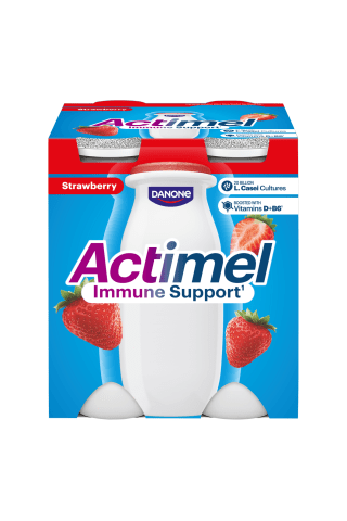 Braškių skonio jogurtinis gėrimas ACTIMEL, 1,5% rieb., 4 vn. × 100 g