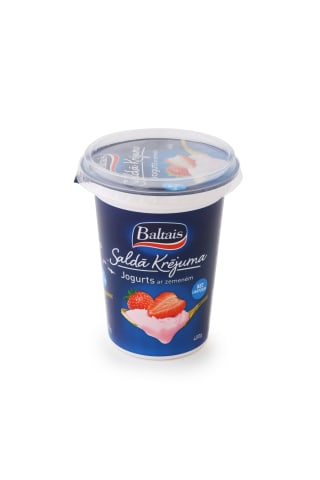 Saldā krējuma jogurts Baltais ar zemenēm 400g
