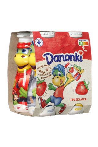 Braškių skonio jogurto gėrimas DANONKI, 4*100 g