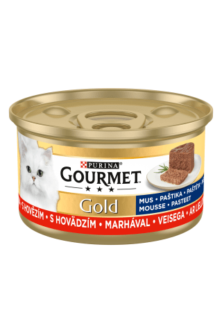 Kompleksa barība mājas pieaugušiem kaķiem Gourmet gold liellopu 85g