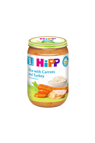 Biezenis Hipp bio ar tītara gaļu, rīsiem, burkāniem, no 8mēn., 220g