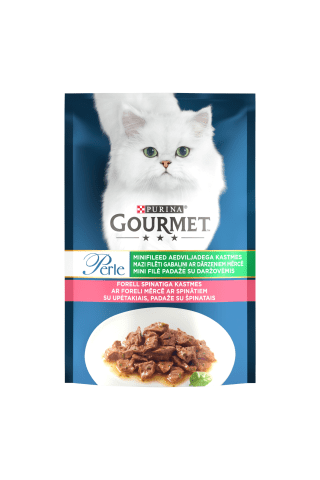 Visavertis ėdalas su upėtakiais ir špinatais suaugusioms katėms GOURMET GOLD, 85 g