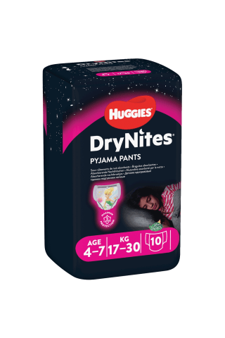 Sauskelnės-kelnaitės HUGGIES DRYNITES GIRLS 17-30 kg, 10 vnt.