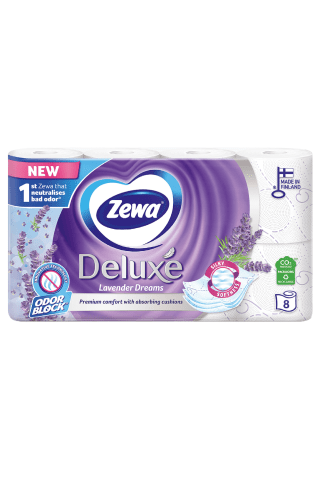 Tualetinis popierius ZEWA DELUX LAVENDER DREAMS, 3 sluoksniai, 8 ritinėliai