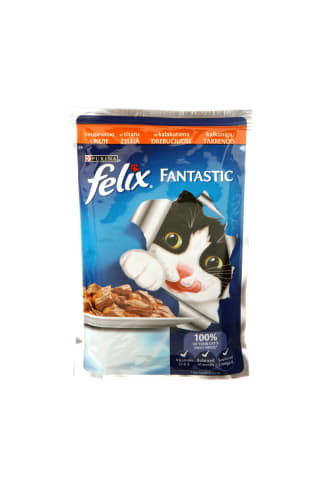 Pilnvērtīga barība pieaugušiem kaķiem Felix ar tītara gaļu 100g