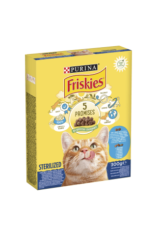 Sausas kačių ėdalas FRISKIES STERILE su lašiša ir daržovėmis, 300 g