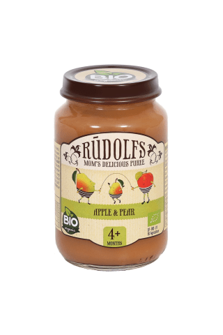 Bērnu bioloģiskais biezenis "Rūdolfs" Ābols un bumbieris, 190g