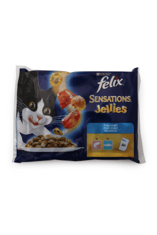 Kačių ėdalas su žuvies drebučiais FELIX SENSATIONS, 4x100 g