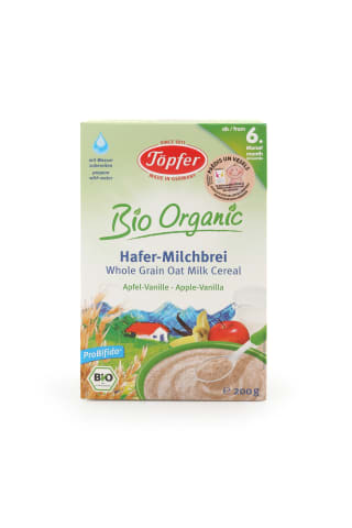 Piena biezputra Topfer bio auzu ar āboliem un vaniļu 200g